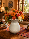 White Talavera Plumeado Vase/Utensil Holder