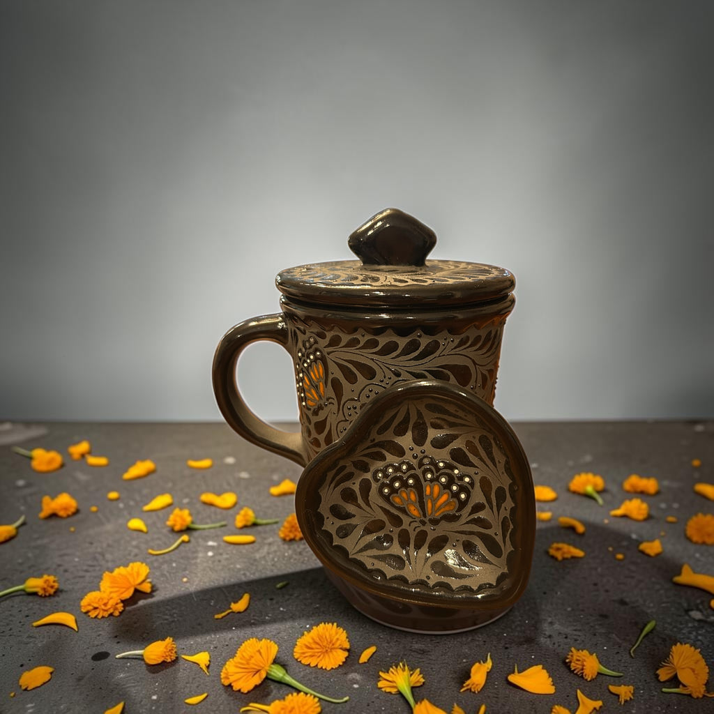 Mariposa Monarcha Black Coffee Mug and Tea Plate