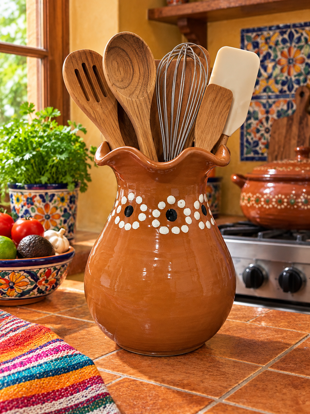 Puntitos Talavera Vase/Utensil Holder