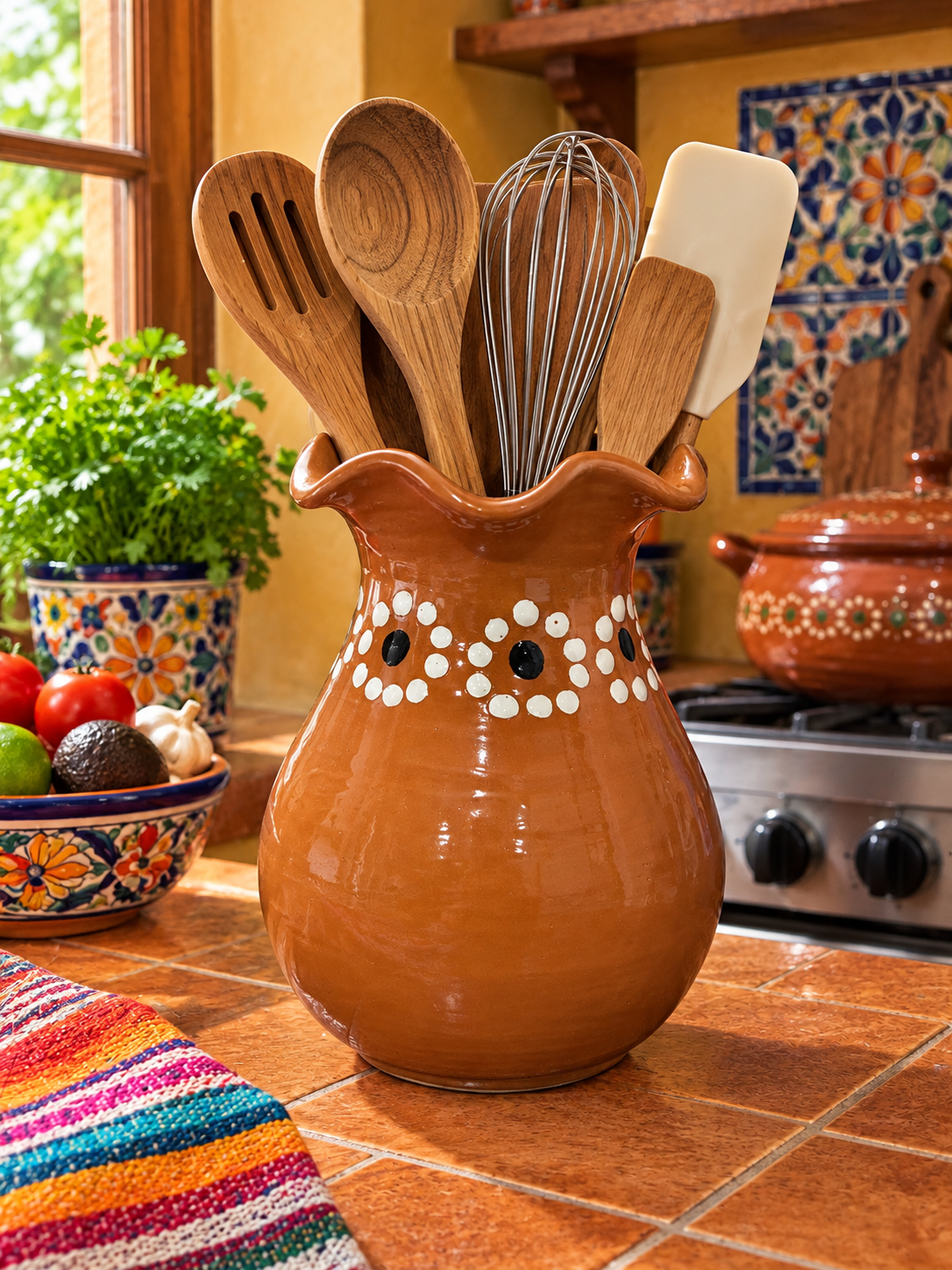 Puntitos Talavera Vase/Utensil Holder
